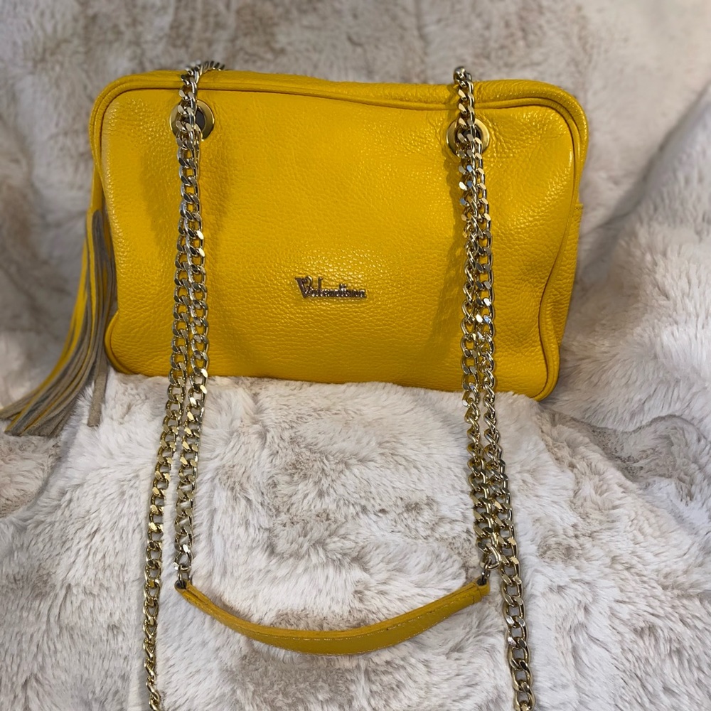 Genuine Leather Canary Yellow Valentina Purse